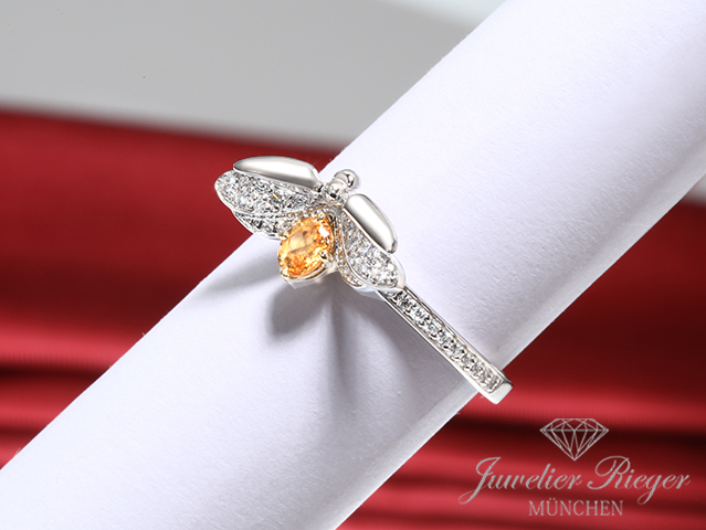 Bild 3 der Galerie: Tiffany & Co. Ring Paper Flower Firefly Spessartine Platin 950 Diamanten Gr. 52