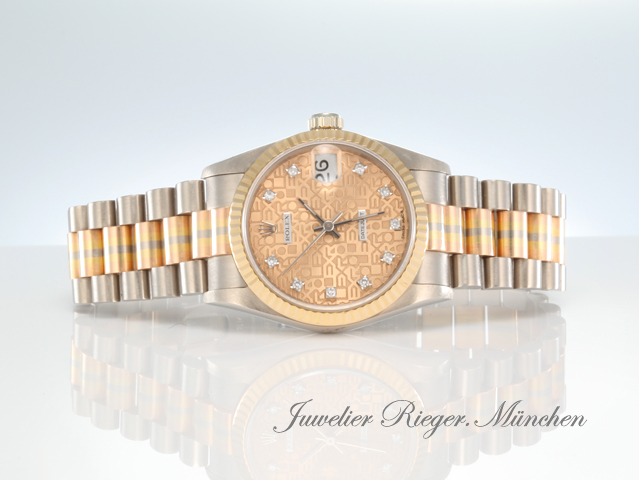 Bild 4 der Galerie: Rolex Medium Datejust Tridor Weissgold Rosegold Gelbgold 750 Diamanten Automatik Gold