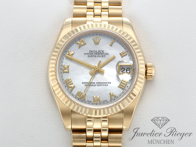 Bild 1 der Galerie: Rolex Datejust 31 mm Medium 178278 Gelbgold 750 Perlmutt Automatik Gold Damen