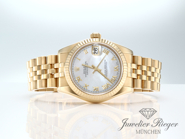 Bild 4 der Galerie: Rolex Datejust 31 mm Medium 178278 Gelbgold 750 Perlmutt Automatik Gold Damen