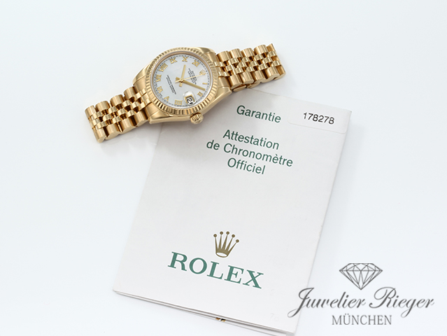 Bild 7 der Galerie: Rolex Datejust 31 mm Medium 178278 Gelbgold 750 Perlmutt Automatik Gold Damen