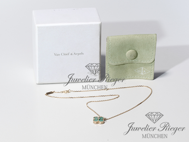 Bild 5 der Galerie: Van Cleef & Arpels Collier Vintage Alhambra Gelbgold 750 Malachit Holiday
