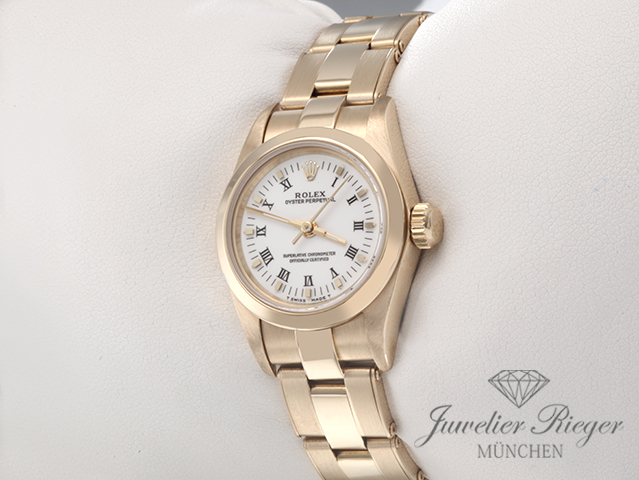 Bild 2 der Galerie: Rolex Lady Oyster Perpetual 26 mm Gelbgold 750 1995 Automatik Gold Damenuhr
