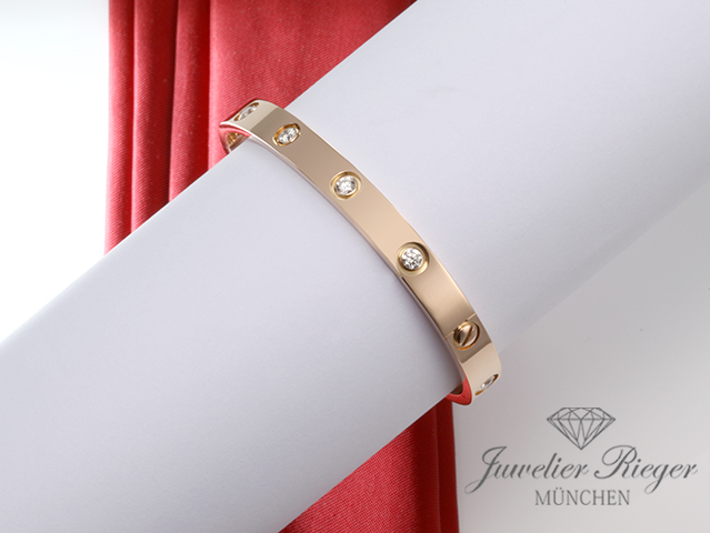 Bild 5 der Galerie: Cartier Armreif Love Rosegold 750 Größe 19 10 Diamanten Gold Armband Damen