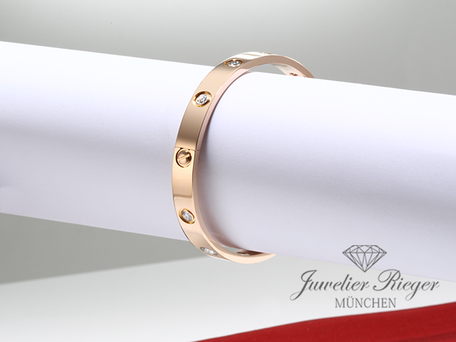 Bild 6 der Galerie: Cartier Armreif Love Rosegold 750 Größe 19 10 Diamanten Gold Armband Damen