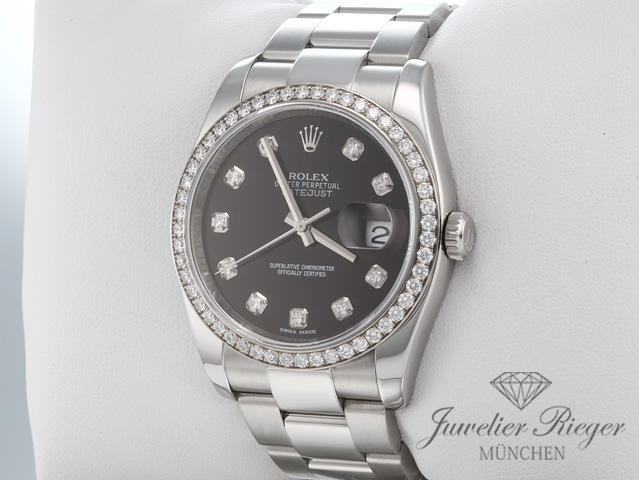 Bild 3 der Galerie: Rolex Datejust 36 mm 116244 2016 Stahl Weissgold 750 Diamanten Automatik Gold