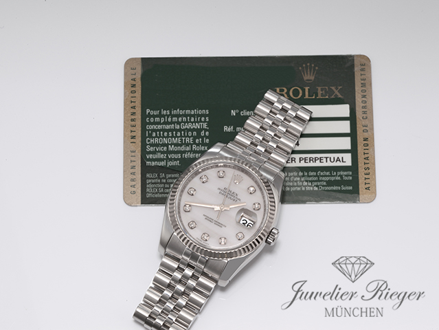 Bild 7 der Galerie: Rolex Datejust 36 mm 116234 Stahl Weissgold 750 Cacholong Diamanten Automatik
