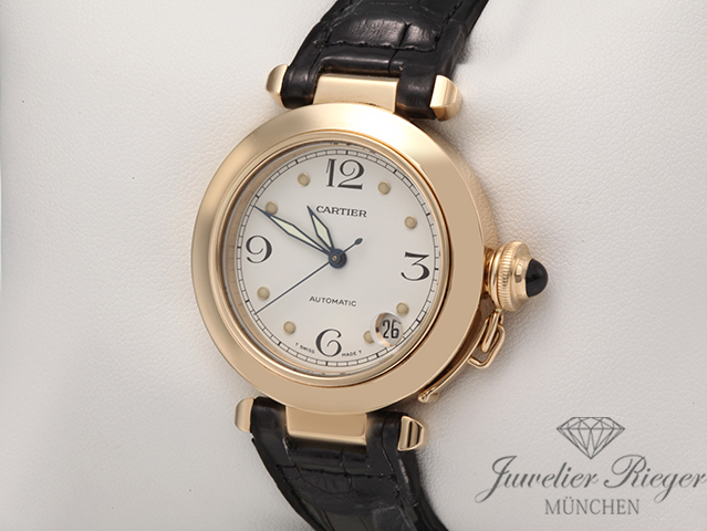 Bild 2 der Galerie: Cartier Pasha 35 mm Gelbgold 750 1998 W3013456 Automatik Leder Damen Herren Gold
