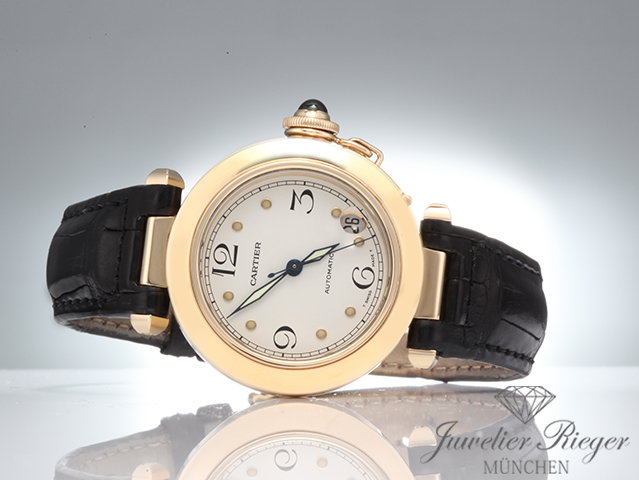 Bild 4 der Galerie: Cartier Pasha 35 mm Gelbgold 750 1998 W3013456 Automatik Leder Damen Herren Gold