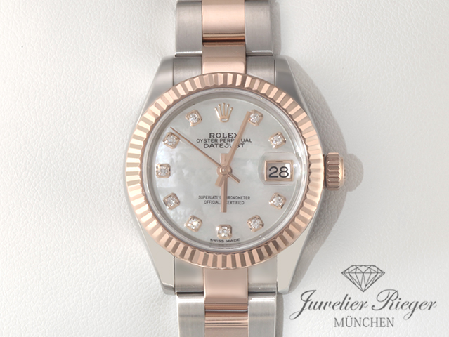 Bild 1 der Galerie: Rolex Lady Datejust 28 mm 279171 Edelstahl Rosegold 750 Diamanten Automatik Gold