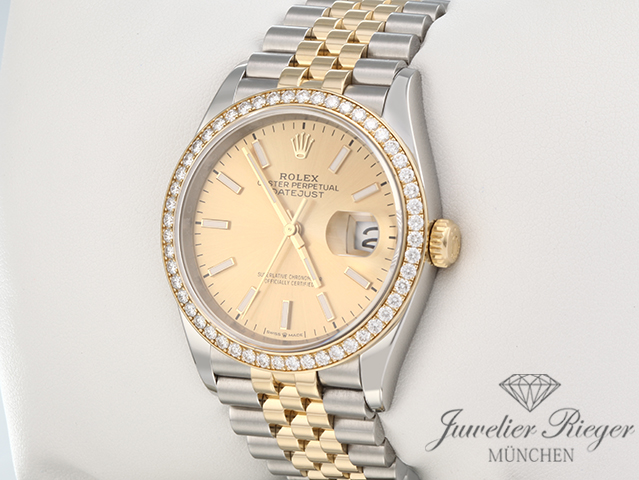 Bild 3 der Galerie: Rolex Datejust 36 126283 RBR 2019 Stahl Gelbgold 750 Diamanten Automatik Gold