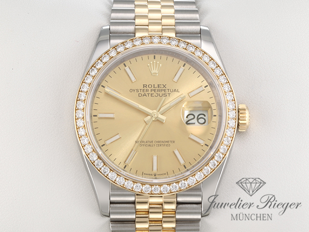 Bild 1 der Galerie: Rolex Datejust 36 126283 RBR 2019 Stahl Gelbgold 750 Diamanten Automatik Gold