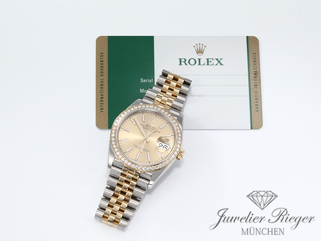 Bild 7 der Galerie: Rolex Datejust 36 126283 RBR 2019 Stahl Gelbgold 750 Diamanten Automatik Gold