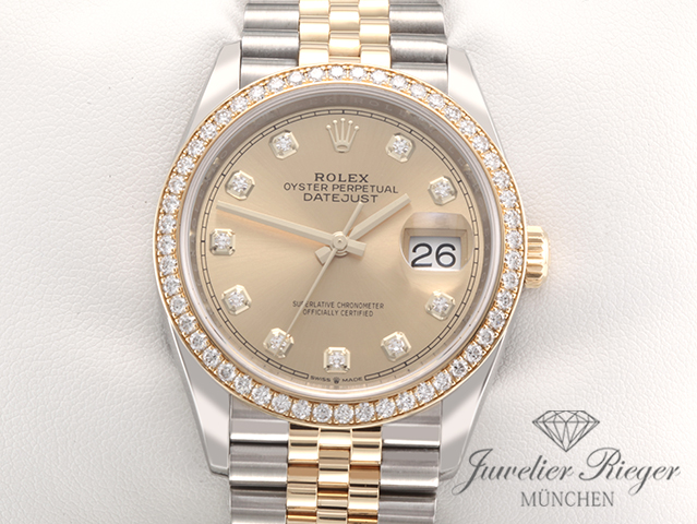 Bild 1 der Galerie: Rolex Datejust 36 126283 RBR 2019 Stahl Gelbgold 750 Diamanten Automatik Gold
