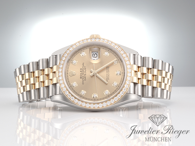 Bild 4 der Galerie: Rolex Datejust 36 126283 RBR 2019 Stahl Gelbgold 750 Diamanten Automatik Gold