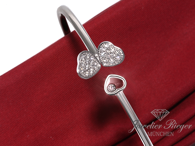 Bild 1 der Galerie: Chopard Armreif Happy Hearts Wings Weissgold 750 Diamanten Gr 17 85A083 Gold