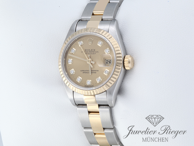 Bild 2 der Galerie: Rolex Lady Datejust Edelstahl Gelbgold 750 Diamanten 1995 Automatik Gold Stahl