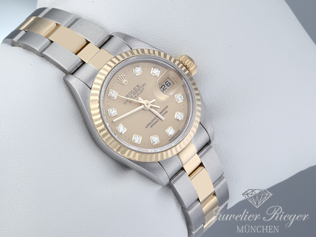 Bild 3 der Galerie: Rolex Lady Datejust Edelstahl Gelbgold 750 Diamanten 1995 Automatik Gold Stahl