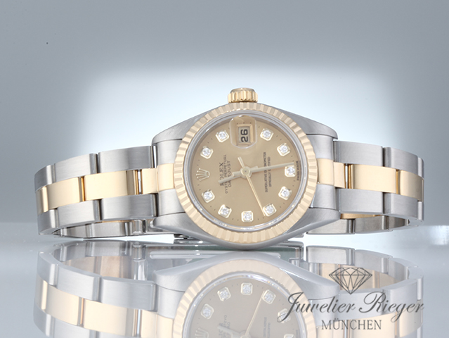 Bild 4 der Galerie: Rolex Lady Datejust Edelstahl Gelbgold 750 Diamanten 1995 Automatik Gold Stahl