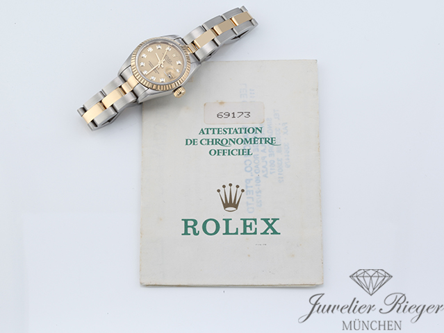 Bild 7 der Galerie: Rolex Lady Datejust Edelstahl Gelbgold 750 Diamanten 1995 Automatik Gold Stahl