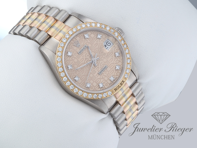 Bild 3 der Galerie: Rolex Medium Datejust 31 Tridor 750 Gelbgold Weissgold Rosegold Diamanten Gold