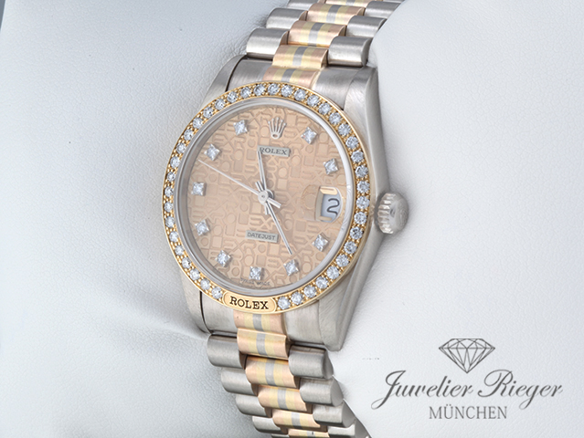 Bild 2 der Galerie: Rolex Medium Datejust 31 Tridor 750 Gelbgold Weissgold Rosegold Diamanten Gold