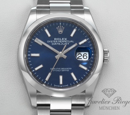 Uhransicht von vorne, hauptsächlich das Zifferblatt und die Lünette sichtbar. Rolex Datejust 36 mm 126200 2021 Edelstahl Automatik Date just Stahl