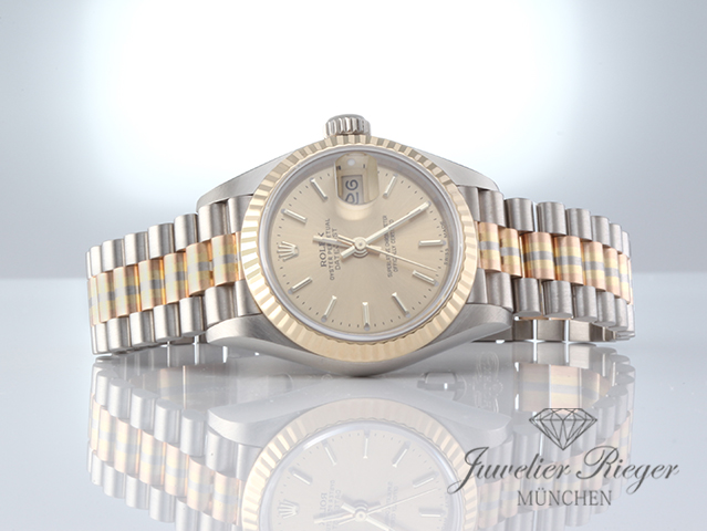 Bild 4 der Galerie: Rolex Lady Datejust 26 mm Tridor 750 Gelbgold Weissgold Rosegold Automatik Gold