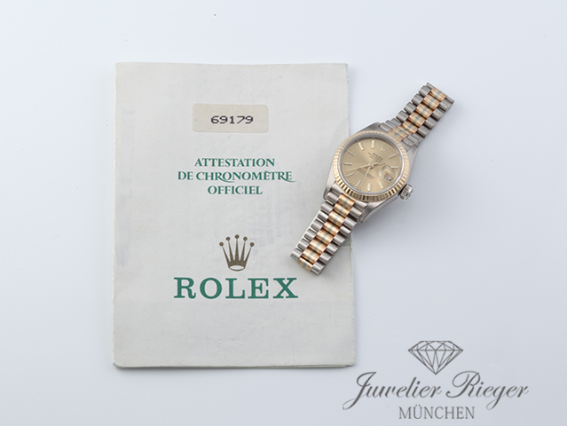 Bild 6 der Galerie: Rolex Lady Datejust 26 mm Tridor 750 Gelbgold Weissgold Rosegold Automatik Gold