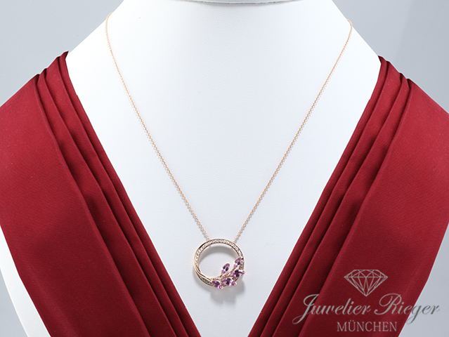 Bild 3 der Galerie: Tiffany & Co. Collier Victoria Vine Circle Rosegold 750 Diamanten rosa Saphire
