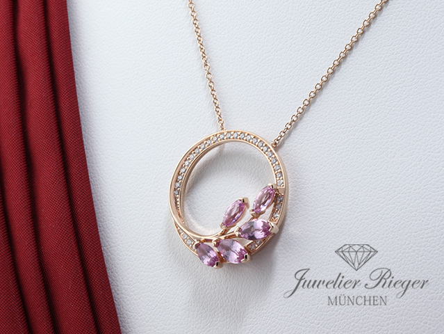 Bild 2 der Galerie: Tiffany & Co. Collier Victoria Vine Circle Rosegold 750 Diamanten rosa Saphire