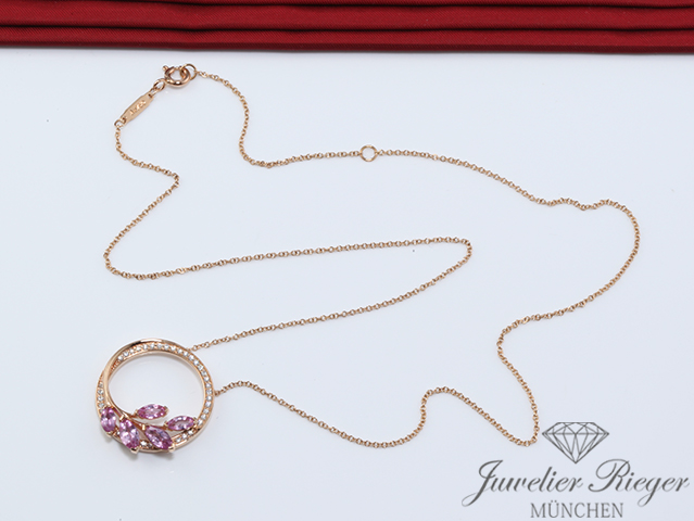 Bild 4 der Galerie: Tiffany & Co. Collier Victoria Vine Circle Rosegold 750 Diamanten rosa Saphire