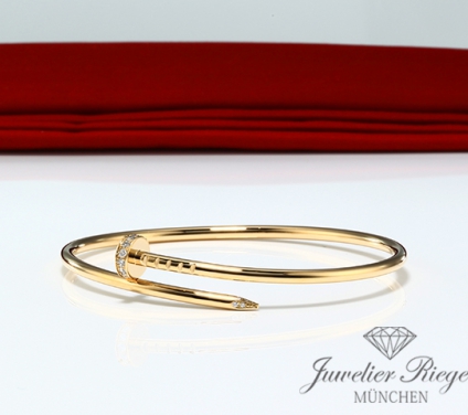 . Cartier Armreif Juste un Clou SM Gelbgold 750 Diamanten Größe 16 2021 B6066117