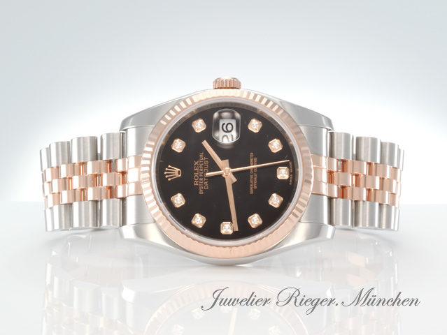 Bild 4 der Galerie: Rolex Datejust 36 mm 116231 2012 Stahl Rosegold 750 Diamanten Automatik