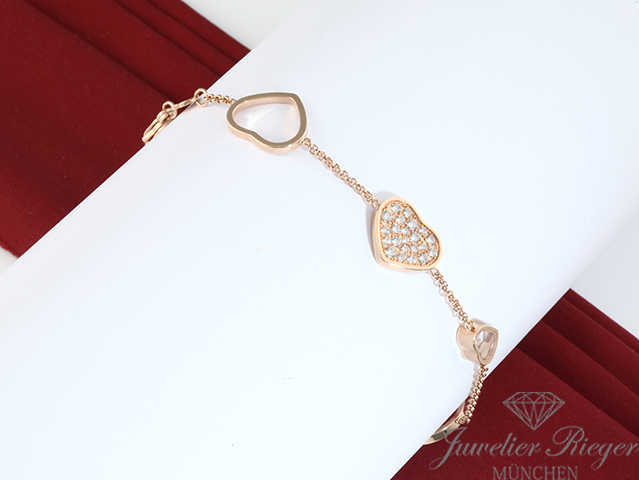 Bild 4 der Galerie: Chopard Armband Happy Hearts Rosegold 750 Diamanten Gr 20 cm 857482 2021 Gold