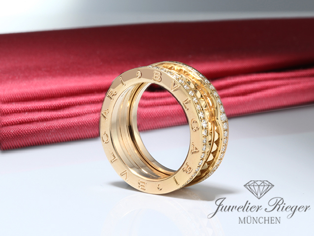 Bild 2 der Galerie: Bvlgari Ring B-Zero 1 Rock 2-Band Gelbgold 750 Diamanten Gr 51 Gold