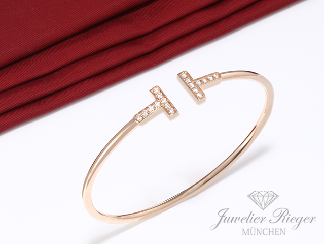 Bild 5 der Galerie: Tiffany & Co. T Wire Armreif Rosegold 750 Größe Small Diamanten Brillanten