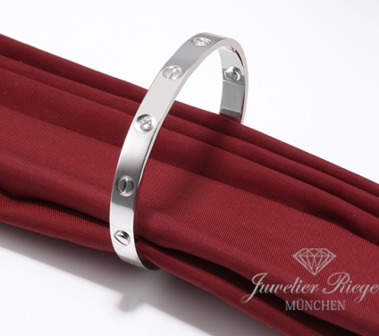 . Cartier Armreif Love Weissgold 750 Größe 16 4 Diamanten Gold Damen Armband