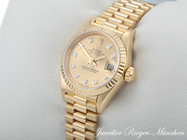 Bild 2 der Galerie: Rolex Lady Datejust Gelbgold 750 Diamanten 1998 Automatik Gold Damen