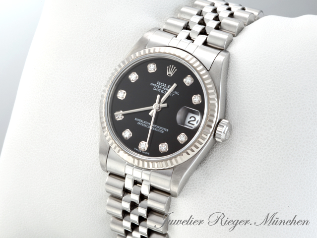 Bild 2 der Galerie: Rolex Medium Datejust 31 mm Stahl Weissgold 750 Diamanten 1996 Automatik Gold