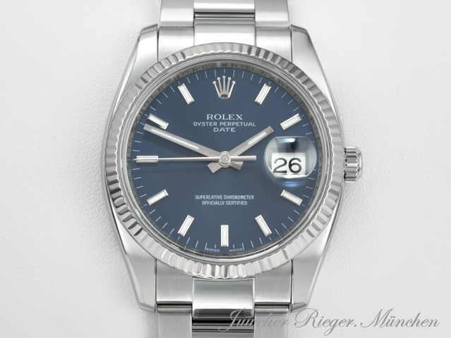 Bild 1 der Galerie: Rolex Date 34 mm 115234 2020 Edelstahl Weissgold 750 Automatik Gold