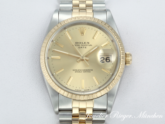 Bild 1 der Galerie: Rolex Date 34 mm 15223 Stahl Gelbgold 750 Automatik Medium Gold