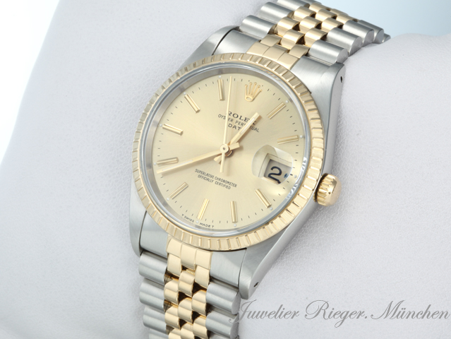 Bild 2 der Galerie: Rolex Date 34 mm 15223 Stahl Gelbgold 750 Automatik Medium Gold