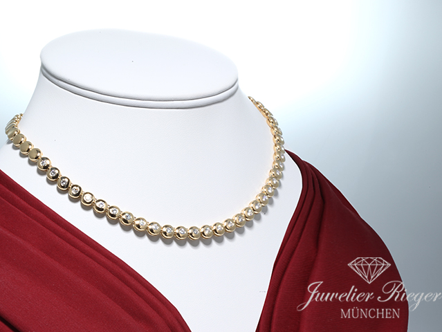 Bild 2 der Galerie: Tennis-Brillant Collier Gelbgold 750 Diamanten ca. 2,27 ct Brillanten Gold Kette
