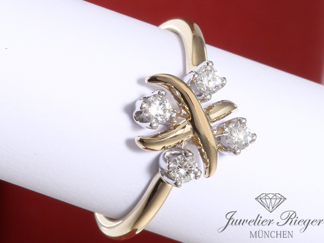 Bild 2 der Galerie: Tiffany & Co. Ring Schlumberger Lynn Gelbgold 750 Platin 950 Diamanten Gr. 53