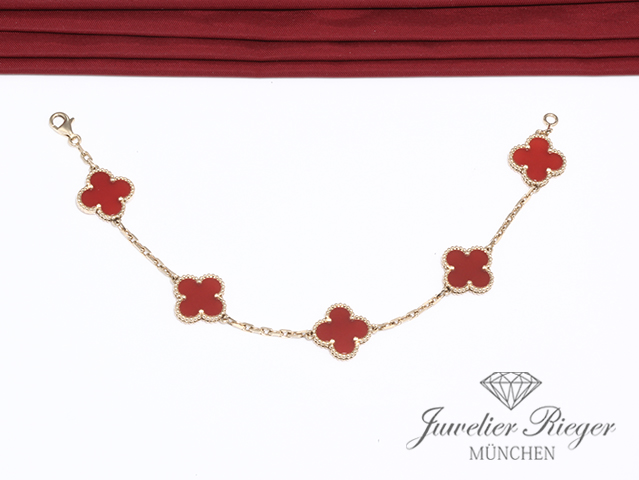 Bild 5 der Galerie: Van Cleef & Arpels Armband Vintage Alhambra Gelbgold 750 2014 Karneol Gold