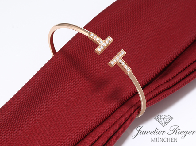 Bild 5 der Galerie: Tiffany & Co. T Wire Armreif Rosegold 750 Größe Large Diamanten Brillanten