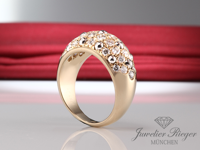 Bild 2 der Galerie: Vintage Cartier Ring Gelbgold & Weissgold 750 Diamanten Brillanten Gr. 53 Gold