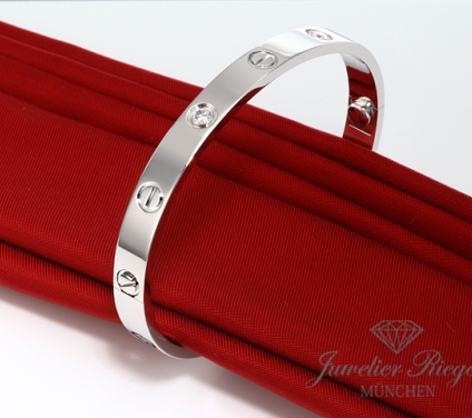 . Cartier Armreif Love Weissgold 750 Größe 18 4 Diamanten 2012 Gold Damen Armband