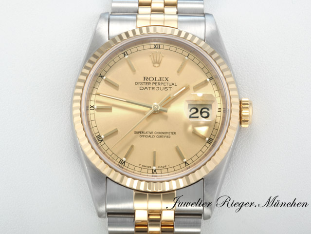 Bild 1 der Galerie: Rolex Datejust 36 mm 16233 1996 LC100 Edelstahl Gelbgold 750 Automatik Gold
